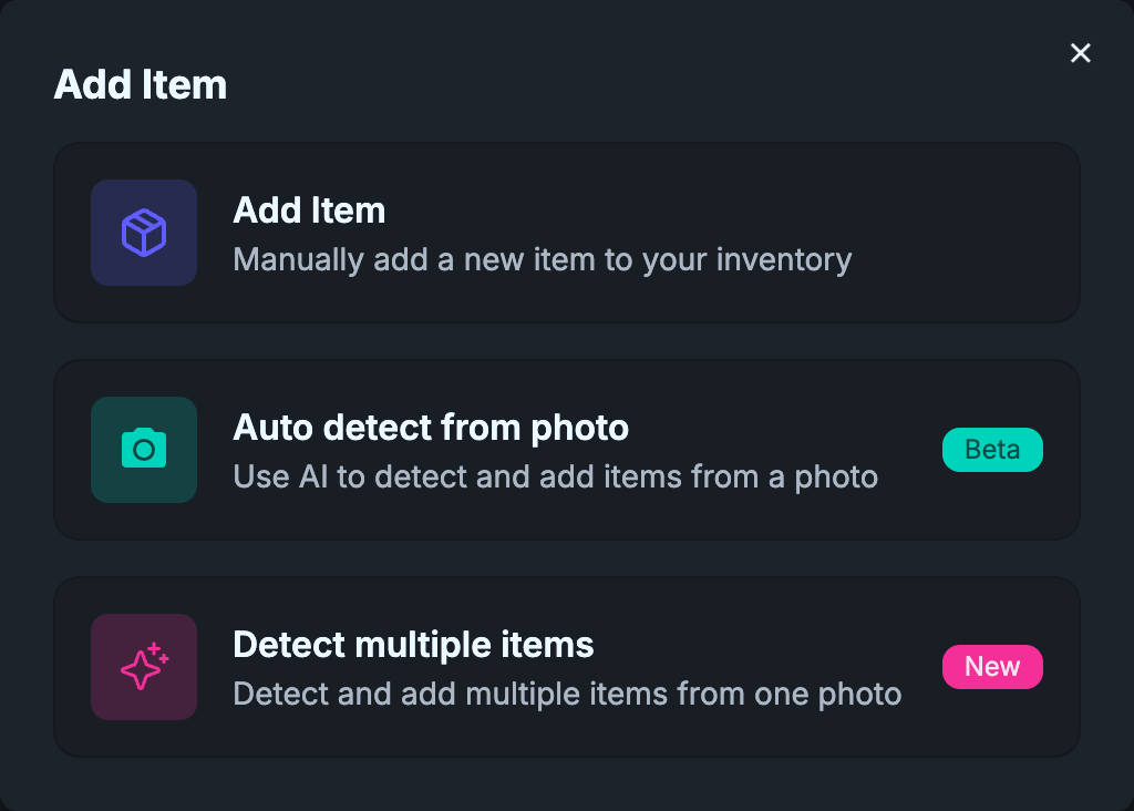 Add items to your inventory