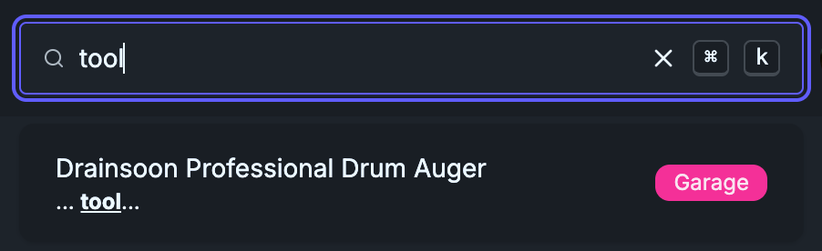 Search and find items instantly